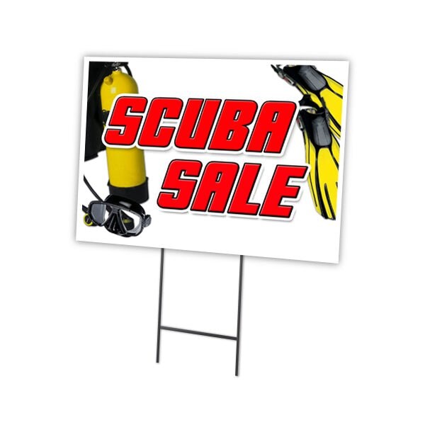 Signmission Scuba Sale Yard Sign & Stake outdoor plastic coroplast window, C-1824 Scuba Sale C-1824 Scuba Sale - main